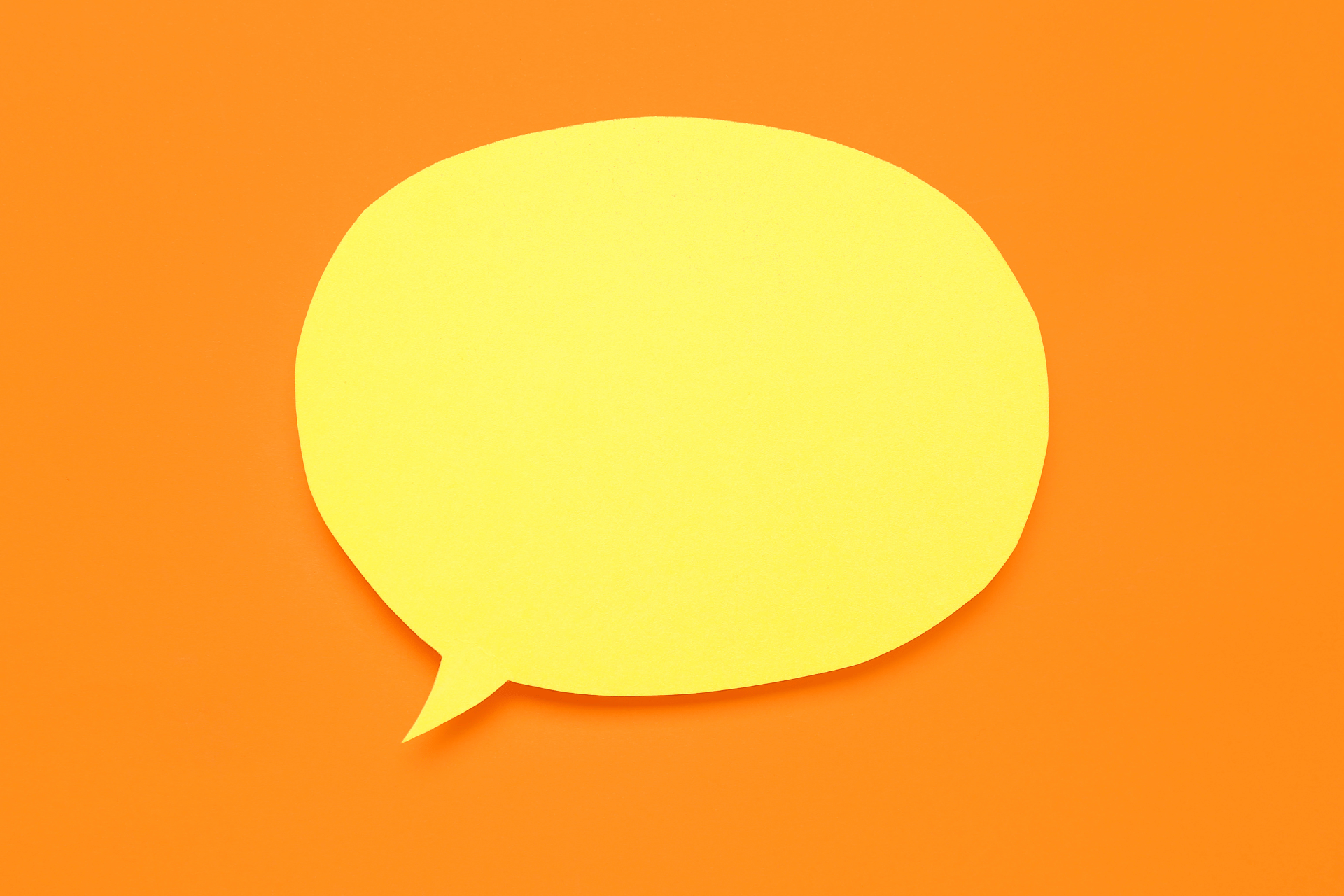 Orange background with yellow empty speech bubble