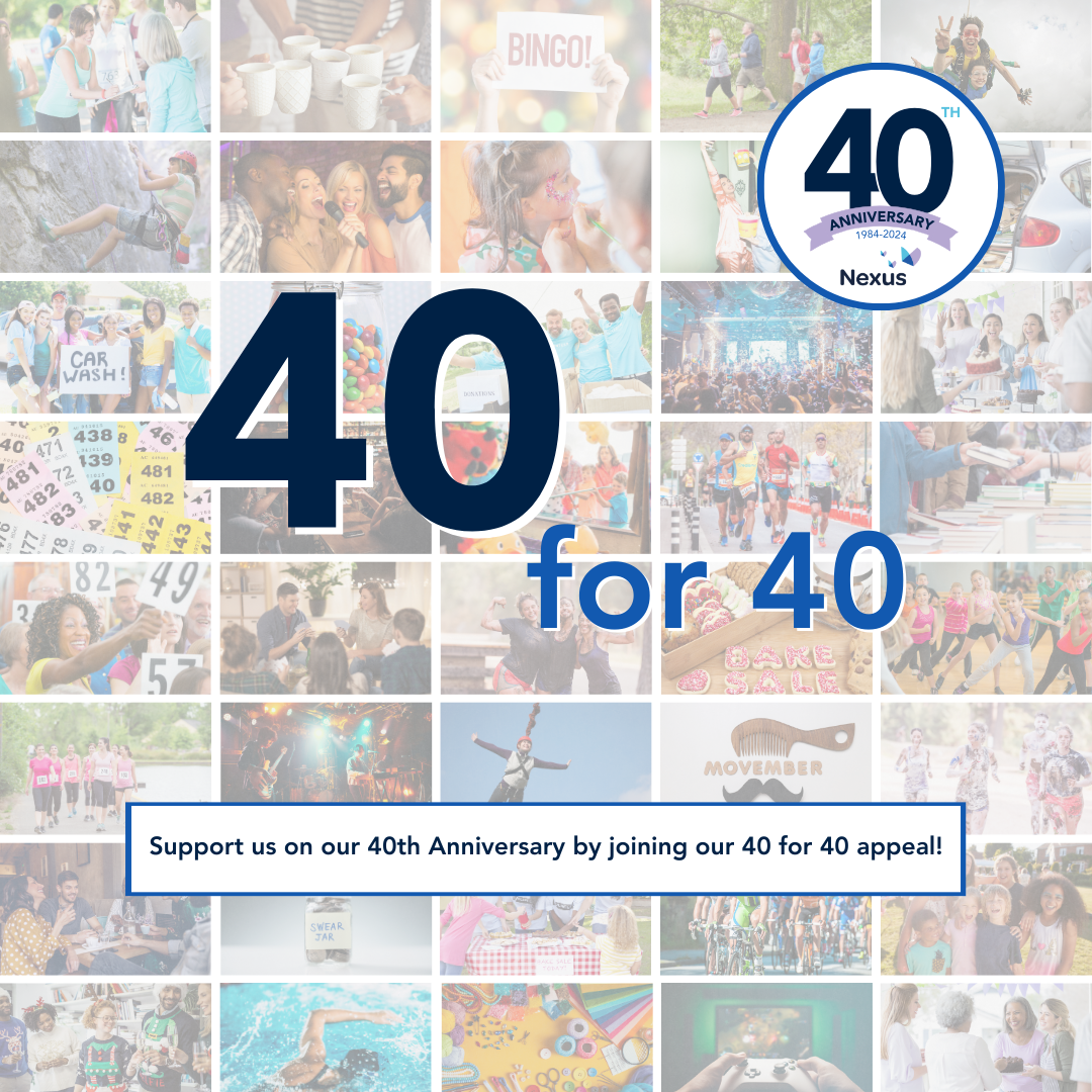 Image with 40 photos of different kinds of fundraisers. Text reads '40 for 40: Support us on our 40th Anniversary by joining our 40 for 40 appeal!'