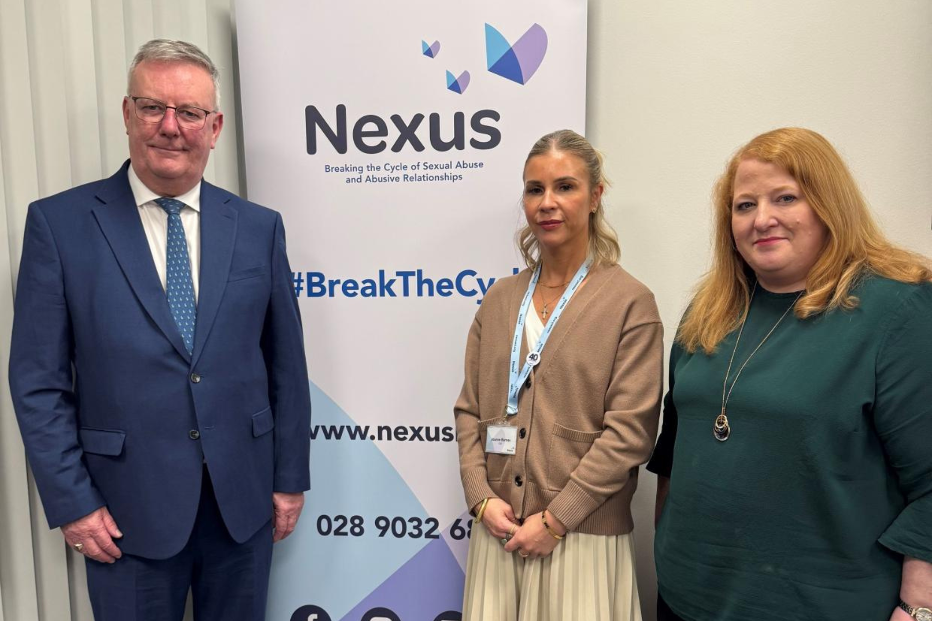 Health Minister Mike Nesbitt and Justice Minister Naomi Long were greeted by Nexus CEO Joanne Barnes during a recent visit to Nexus headquarters in Belfast.